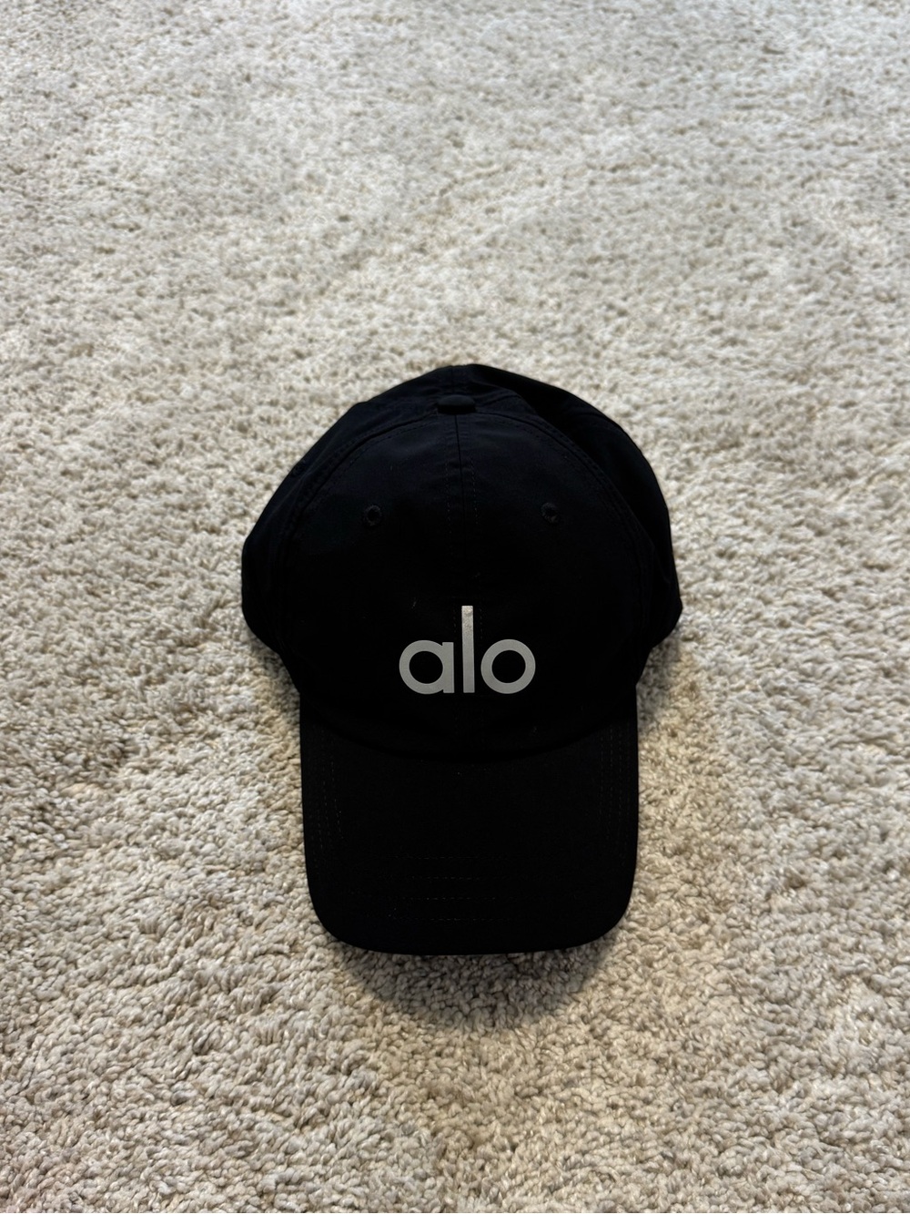 ALO Yoga Black Hat with Silver Logo